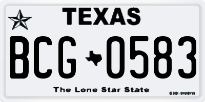 TX license plate BCG0583
