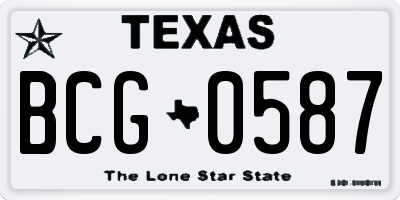 TX license plate BCG0587