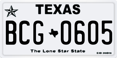 TX license plate BCG0605