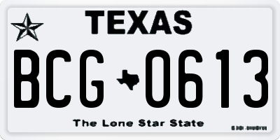 TX license plate BCG0613