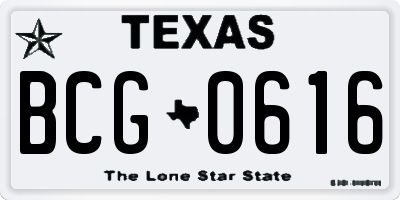 TX license plate BCG0616