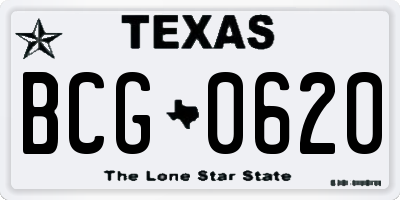 TX license plate BCG0620