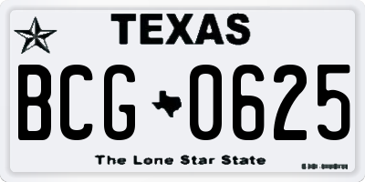 TX license plate BCG0625
