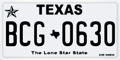 TX license plate BCG0630