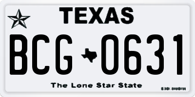 TX license plate BCG0631