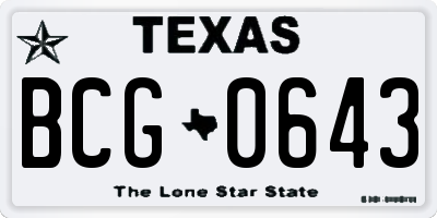 TX license plate BCG0643