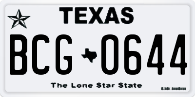 TX license plate BCG0644