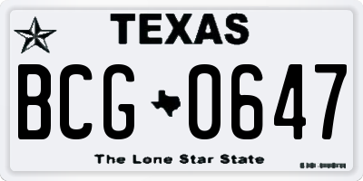TX license plate BCG0647