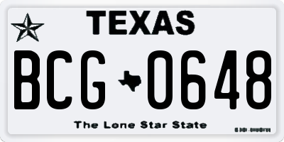 TX license plate BCG0648