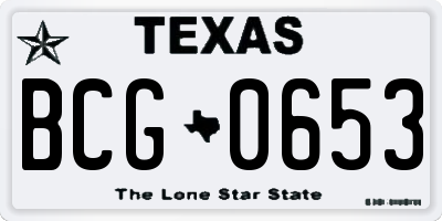 TX license plate BCG0653