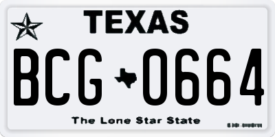 TX license plate BCG0664