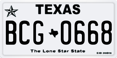 TX license plate BCG0668