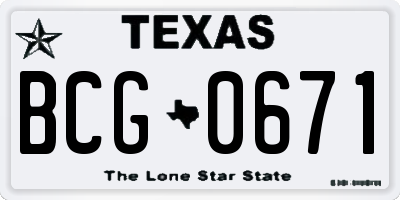 TX license plate BCG0671