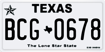 TX license plate BCG0678