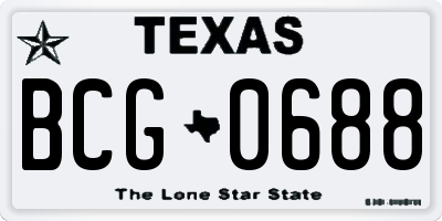 TX license plate BCG0688