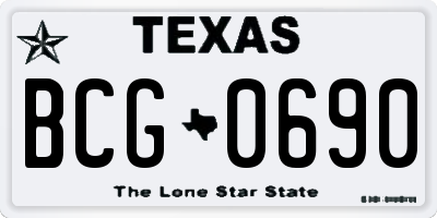 TX license plate BCG0690