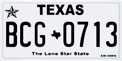 TX license plate BCG0713