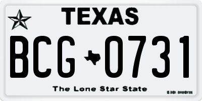 TX license plate BCG0731