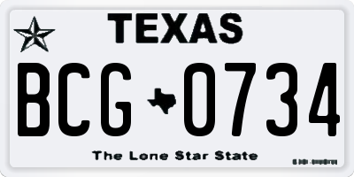 TX license plate BCG0734