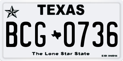 TX license plate BCG0736