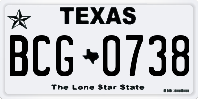 TX license plate BCG0738