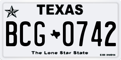 TX license plate BCG0742