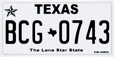 TX license plate BCG0743