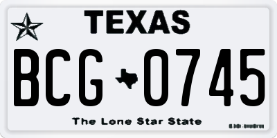 TX license plate BCG0745