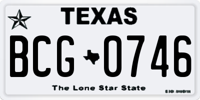 TX license plate BCG0746