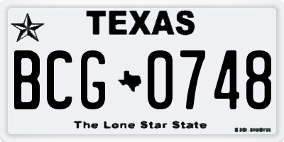 TX license plate BCG0748