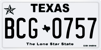 TX license plate BCG0757