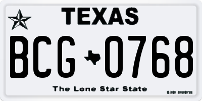 TX license plate BCG0768