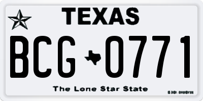TX license plate BCG0771