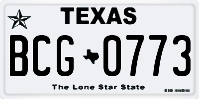 TX license plate BCG0773