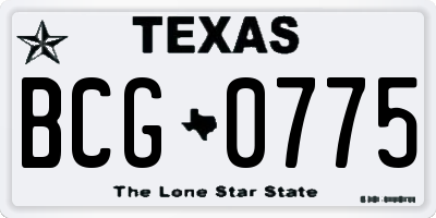 TX license plate BCG0775