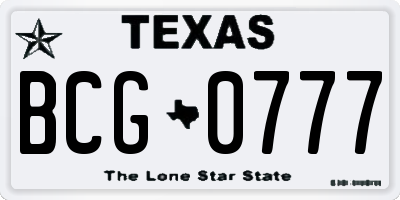 TX license plate BCG0777