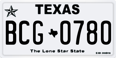 TX license plate BCG0780