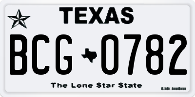 TX license plate BCG0782