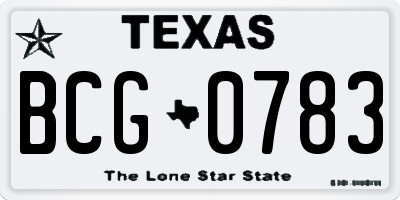 TX license plate BCG0783