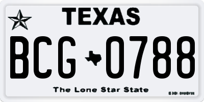 TX license plate BCG0788