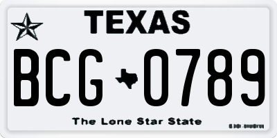 TX license plate BCG0789