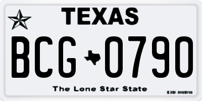 TX license plate BCG0790