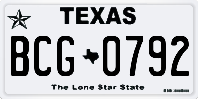 TX license plate BCG0792