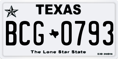 TX license plate BCG0793