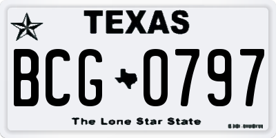 TX license plate BCG0797