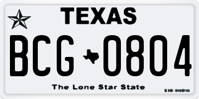 TX license plate BCG0804