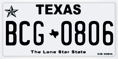 TX license plate BCG0806