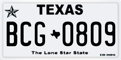 TX license plate BCG0809