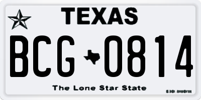 TX license plate BCG0814