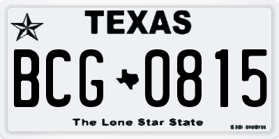 TX license plate BCG0815